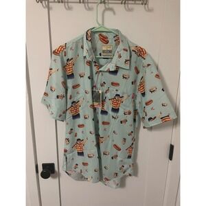 RSVLTS The‎ Sandlot "Smalls" Outfield Short Sleeve Button Up Shirt Teal XL